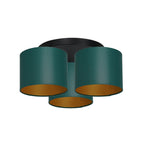 plafon Arden black, cylinder shade green/gold 3xE27