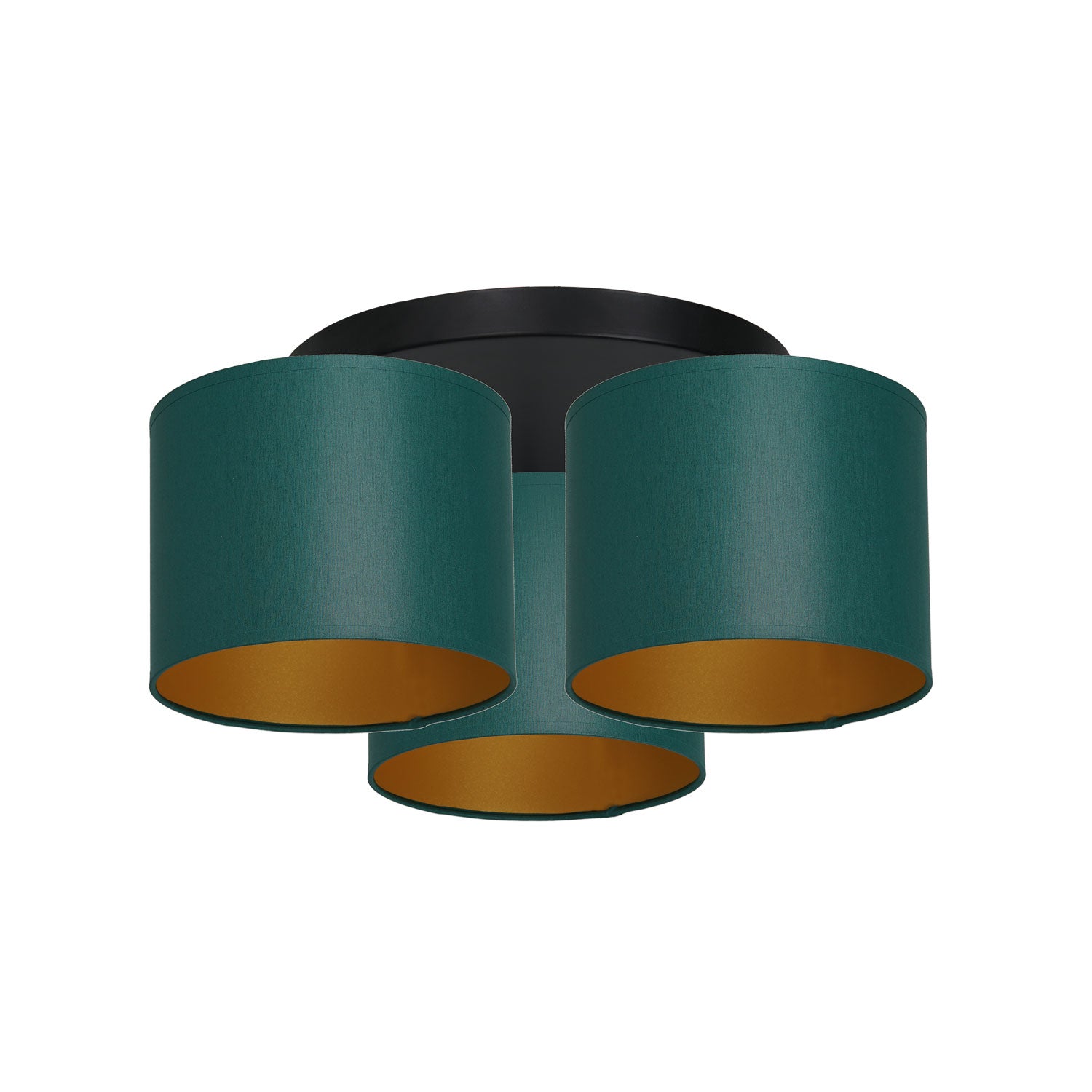plafon Arden black, cylinder shade green/gold 3xE27