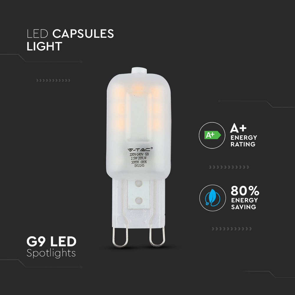 2.5W Żarówka LED / Barwa:3000K / Trzonek:G9