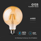4W LED G125 Żarówka LED Filament / Klosz: Bursztynowy / Barwa:2200K / Trzonek:E27