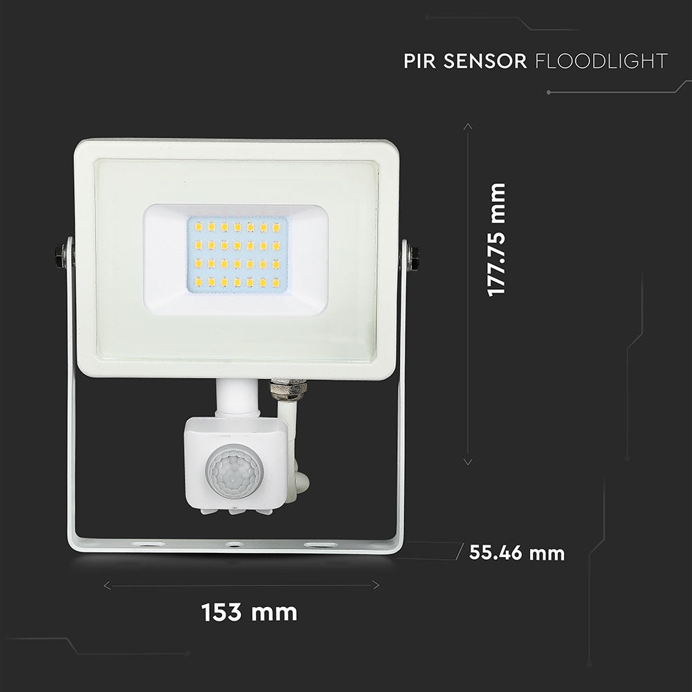 20W Naświetlacz LED SMD z czujnikiem ruchu / Chip SAMSUNG / Barwa:4000K / Obudowa: Biała