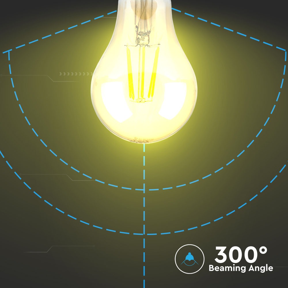 4W A60 Żarówka LED Filament / Klosz: Bursztynowy / Barwa:2200K / Trzonek:E27
