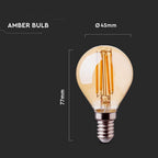 4W P45 Żarówka LED Filament / Klosz Bursztynowy / Barwa:2200K / Trzonek:E14