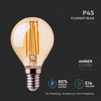 4W P45 Żarówka LED Filament / Klosz Bursztynowy / Barwa:2200K / Trzonek:E14