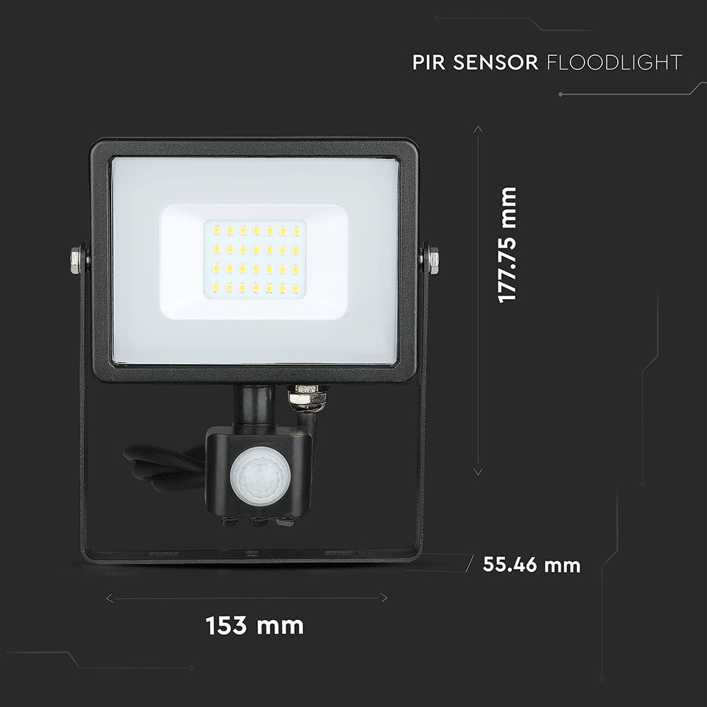 20W Naświetlacz LED SMD z czujnikiem ruchu / Chip SAMSUNG / Barwa:4000K / Obudowa: Czarna