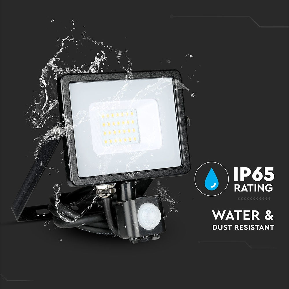 20W Naświetlacz LED SMD z czujnikiem ruchu / Chip SAMSUNG / Barwa:3000K / Obudowa: Czarna