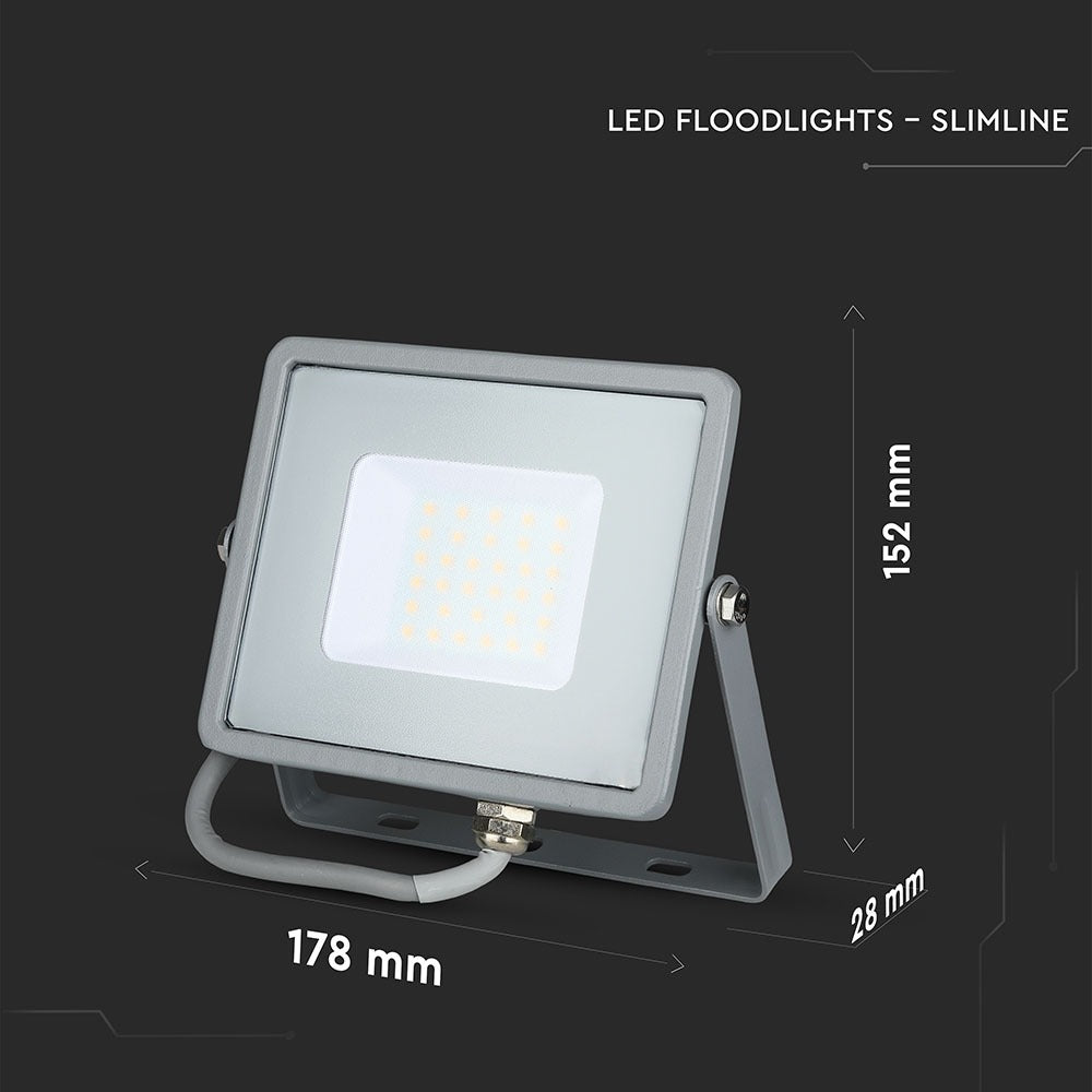 30W Naświetlacz LED SMD / Chip SAMSUNG / Barwa:3000K / Obudowa: Szara
