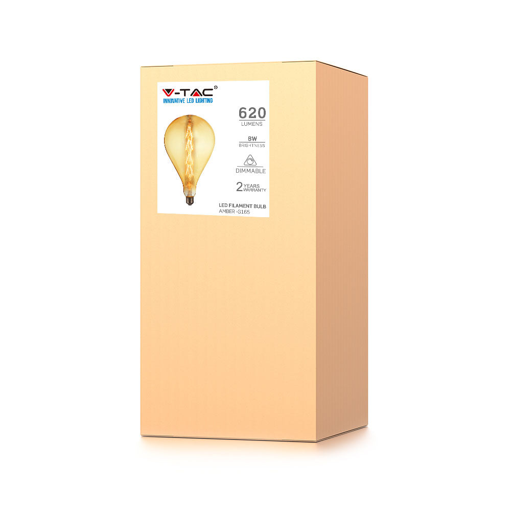 8W Żarówka dekoracyjna LED G165 / Klosz: Bursztynowy / Barwa:2200K / Trzonek:E27