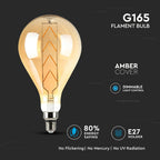 8W Żarówka dekoracyjna LED G165 / Klosz: Bursztynowy / Barwa:2200K / Trzonek:E27