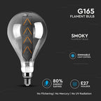 8W Żarówka dekoracyjna LED G165 / Klosz: Szary / Barwa:2200K / Trzonek:E27