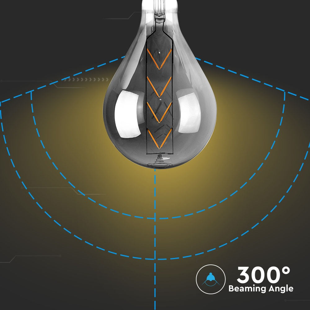 8W Żarówka dekoracyjna LED G165 / Klosz: Szary / Barwa:2200K / Trzonek:E27