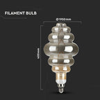 8W Żarówka dekoracyjna LED S180 / Klosz: Szary / Barwa:2200K / Ściemniana / Trzonek:E27