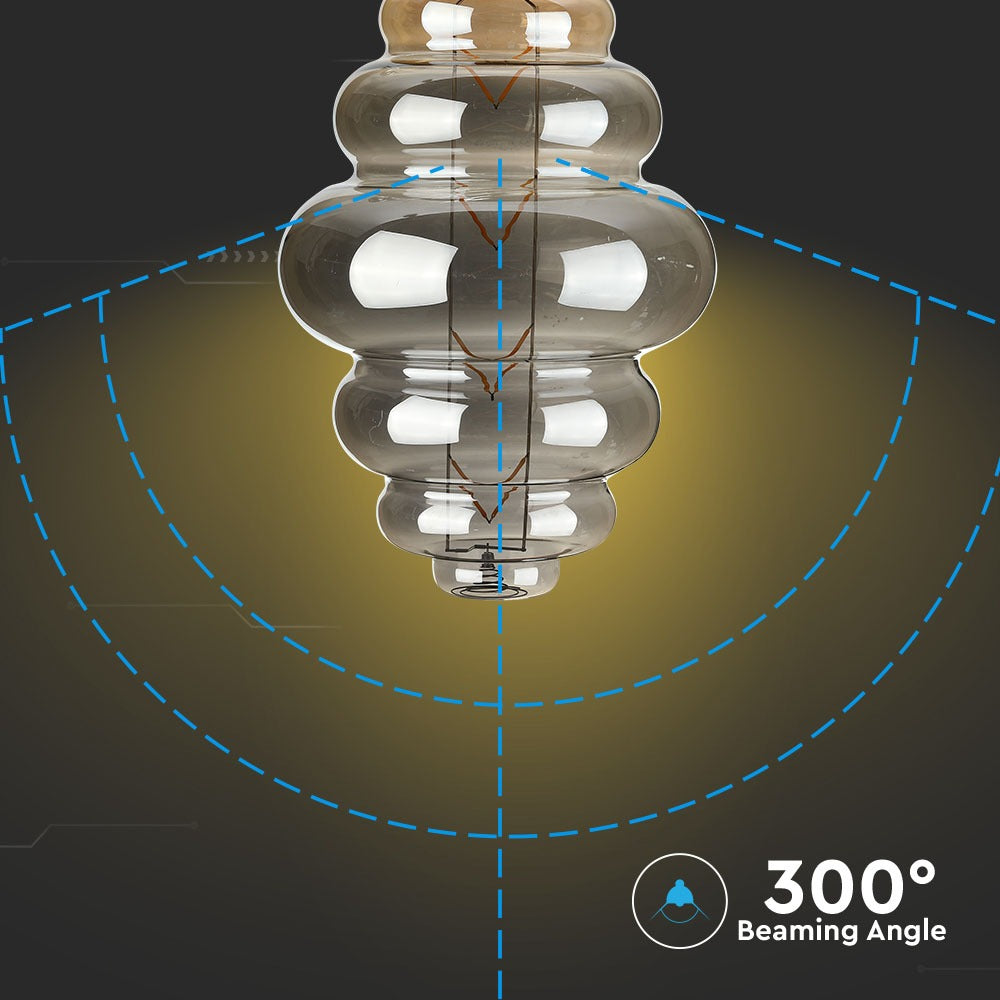 8W Żarówka dekoracyjna LED S180 / Klosz: Szary / Barwa:2200K / Ściemniana / Trzonek:E27