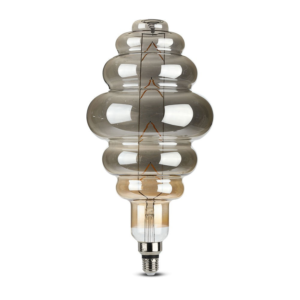 8W Żarówka dekoracyjna LED S180 / Klosz: Szary / Barwa:2200K / Ściemniana / Trzonek:E27