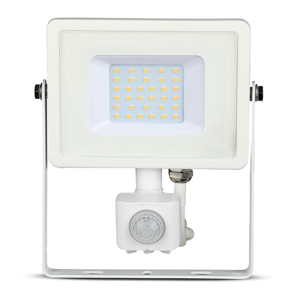 30W Naświetlacz LED SMD z czujnikiem ruchu / Chip SAMSUNG / Barwa:6400K / Obudowa: Biała