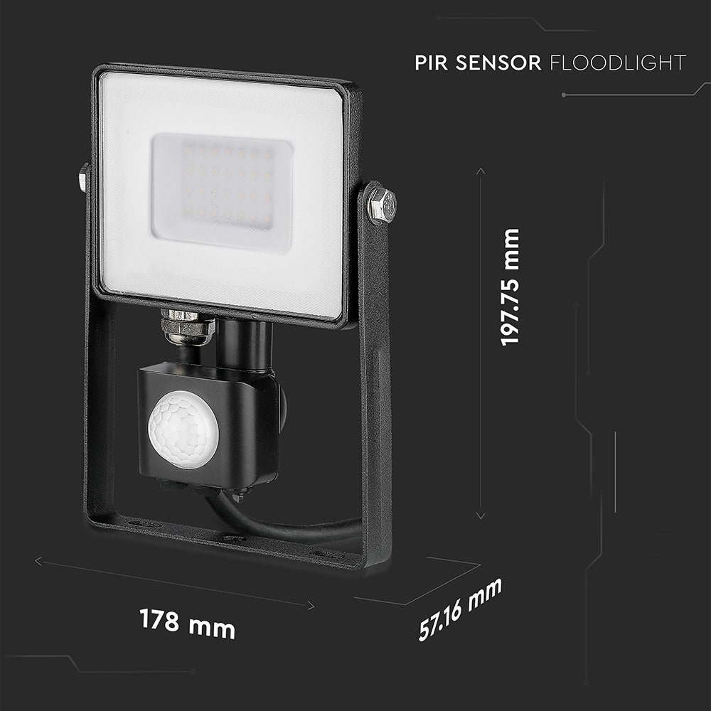 30W Naświetlacz LED SMD z czujnikiem ruchu / Chip SAMSUNG / Barwa:6400K / Obudowa: Czarna
