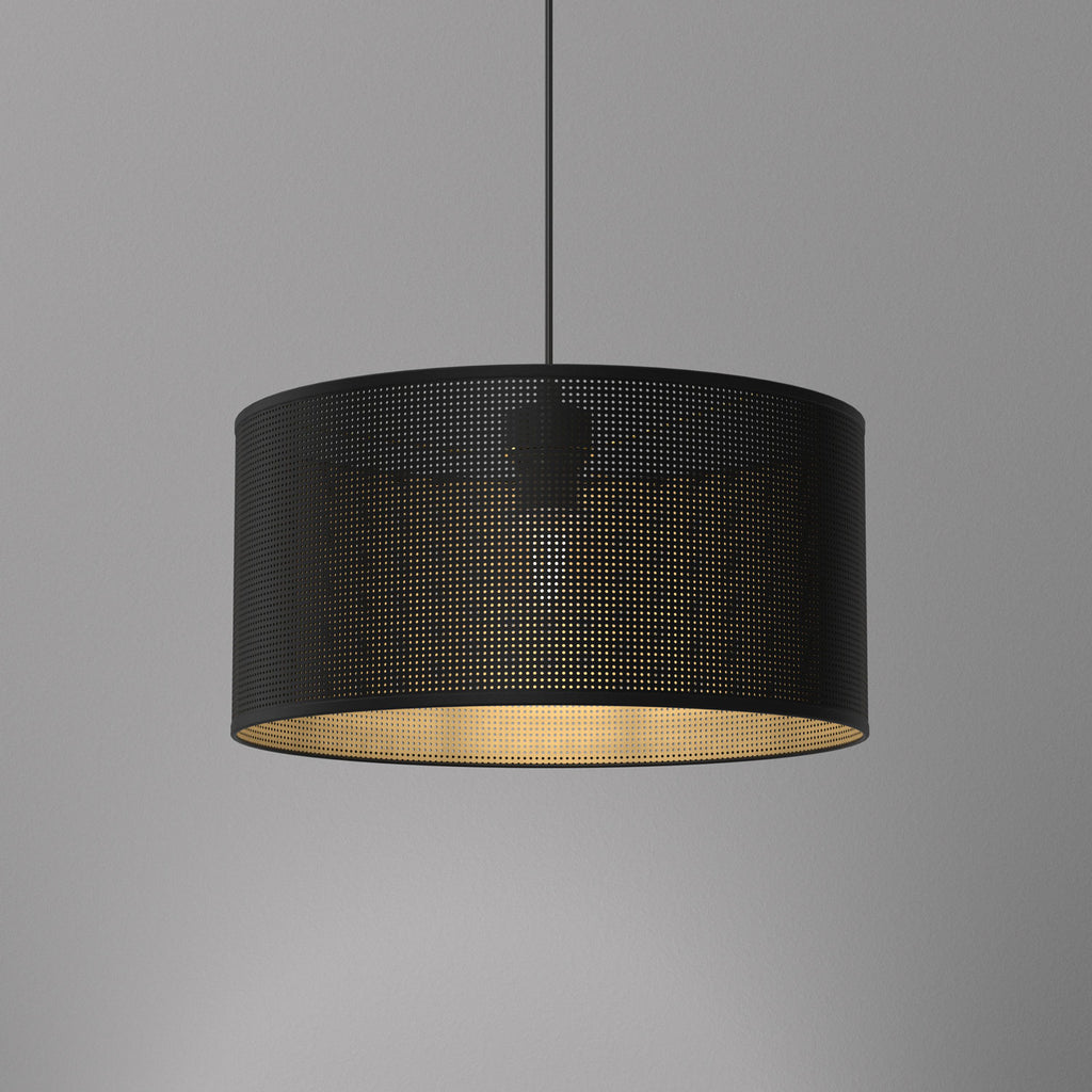 żyrandol Loft shade black, cylinder shade dia 400, h 200 black/gold 1xE27