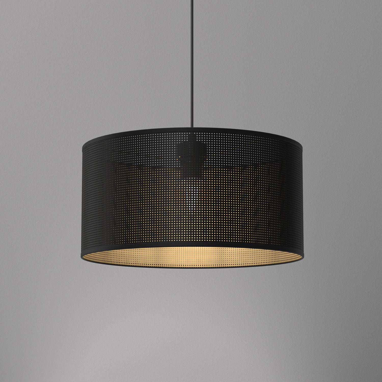 żyrandol Loft shade black, cylinder shade dia 400, h 200 black/gold 1xE27