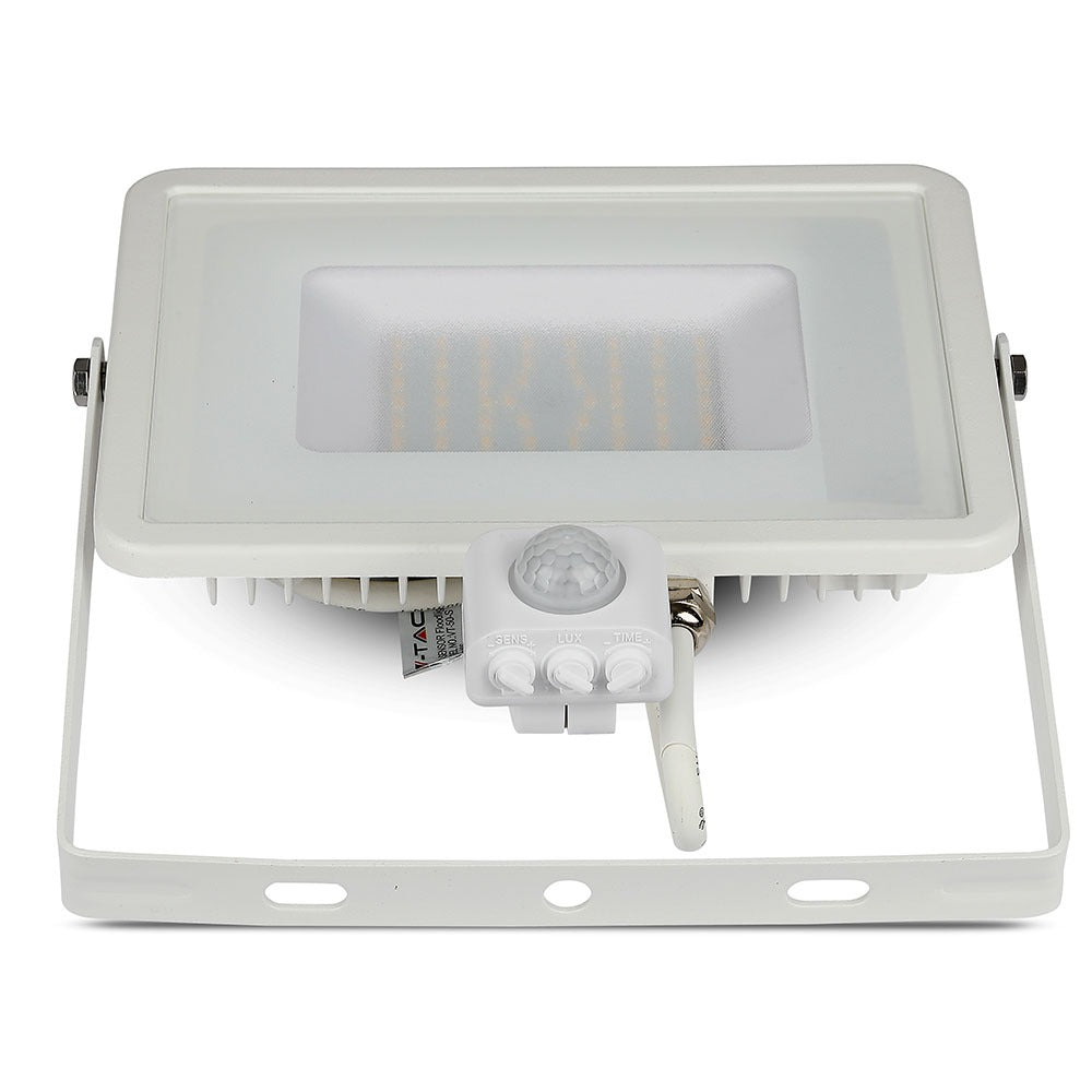 50W Naświetlacz LED SMD z czujnikiem ruchu / Chip SAMSUNG / Barwa:3000K / Obudowa: Biała