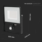 50W Naświetlacz LED SMD z czujnikiem ruchu / Chip SAMSUNG / Barwa:6400K / Obudowa: Czarna