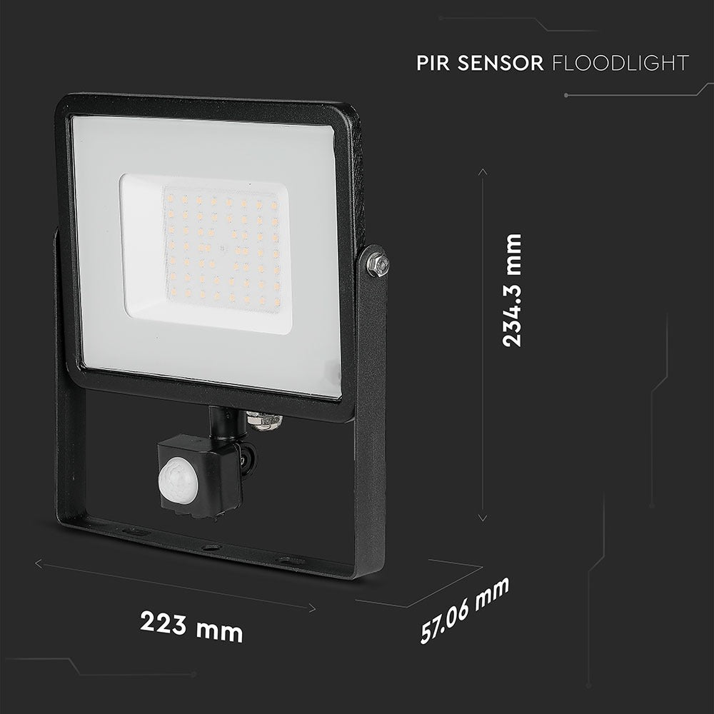 50W Naświetlacz LED SMD z czujnikiem ruchu / Chip SAMSUNG / Barwa:4000K / Obudowa: Czarna