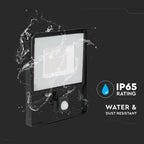 50W Naświetlacz LED SMD z czujnikiem ruchu / Chip SAMSUNG / Barwa:4000K / Obudowa: Czarna
