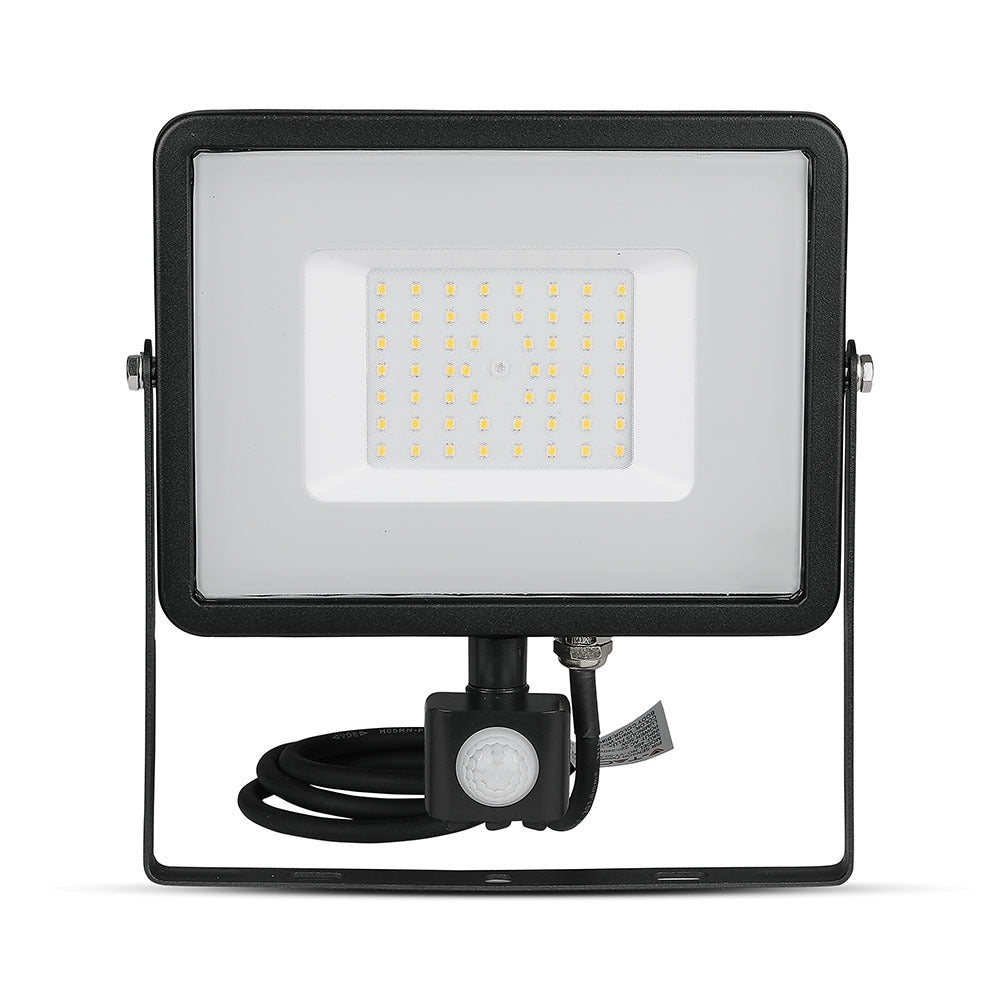 50W Naświetlacz LED SMD z czujnikiem ruchu / Chip SAMSUNG / Barwa:6400K / Obudowa: Czarna
