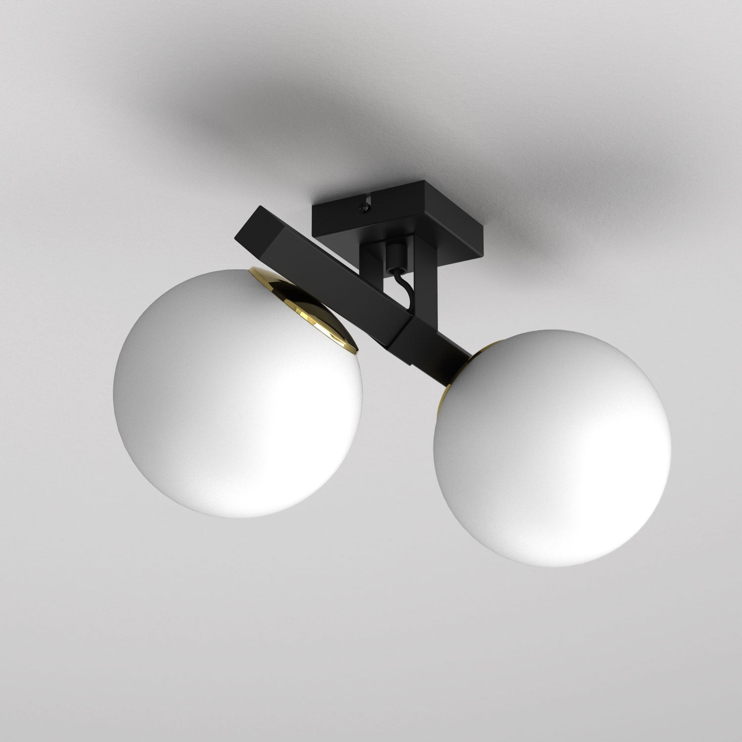 plafon Idris black/gold 2xE27