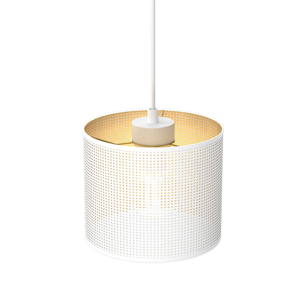 żyrandol Loft shade white, cylinder shade dia 180, h 150 white/gold 1xE27