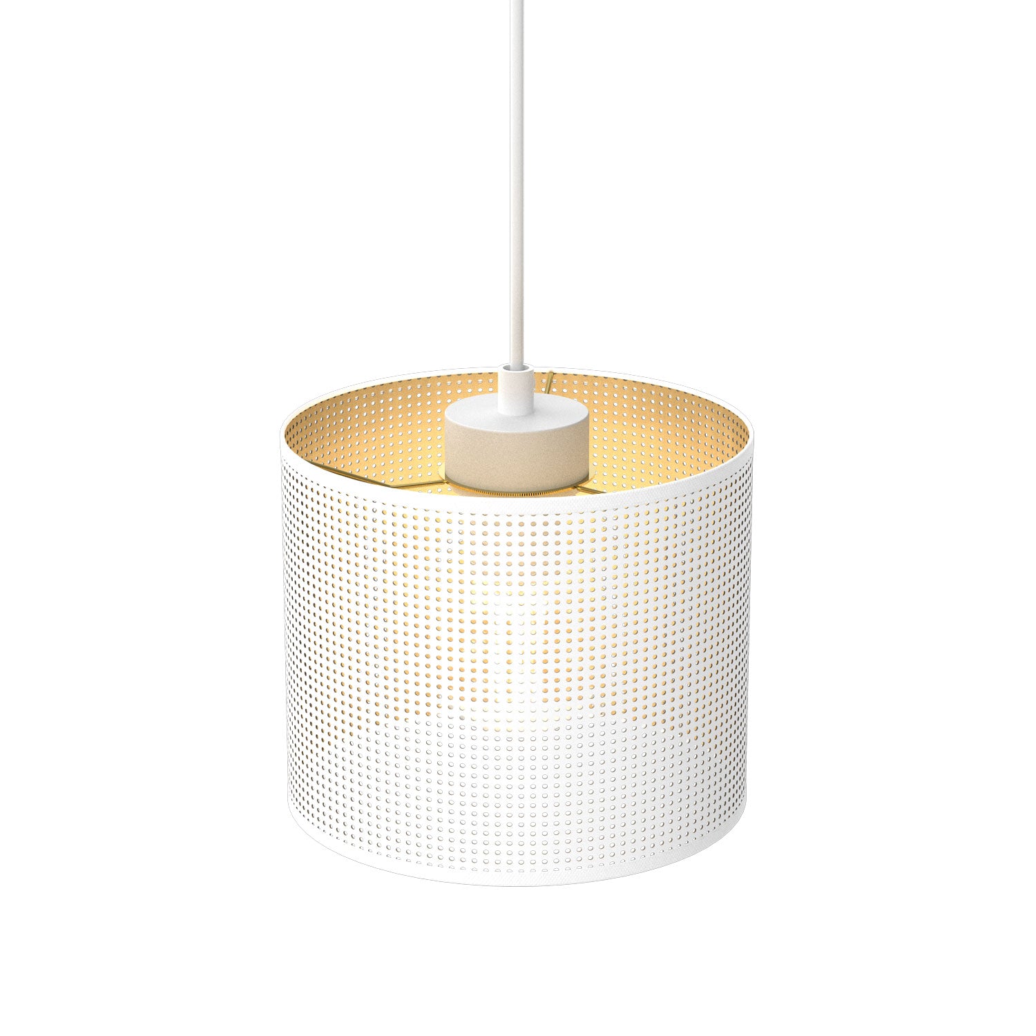 żyrandol Loft shade white, cylinder shade dia 180, h 150 white/gold 1xE27