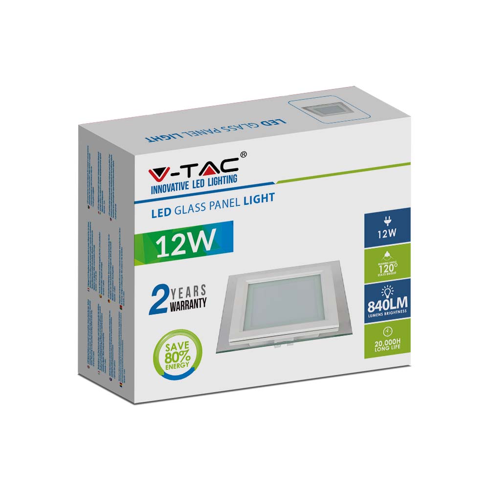 12W Panel LED / Barwa:3000K / Kwadratowa