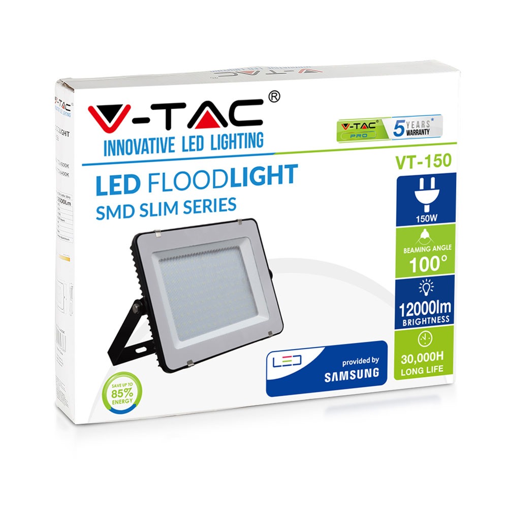 150W Naświetlacz LED SMD / Chip SAMSUNG / Barwa:6400K / Obudowa: Czarna