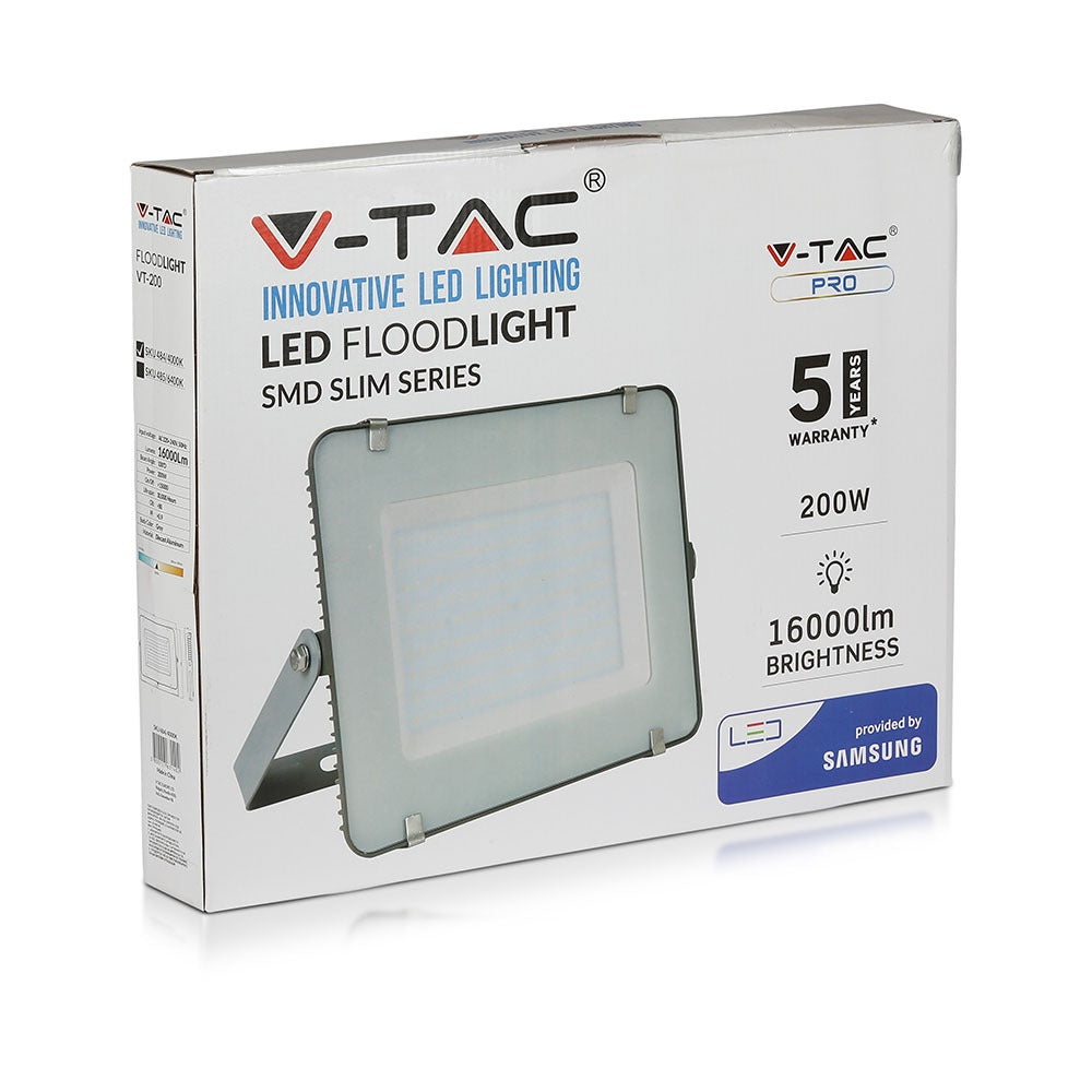 200W Naświetlacz LED SMD / Chip SAMSUNG / Barwa:6400K / Obudowa: Szara