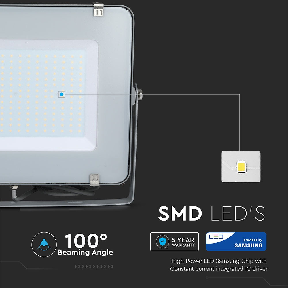 200W Naświetlacz LED SMD / Chip SAMSUNG / Barwa:6400K / Obudowa: Szara