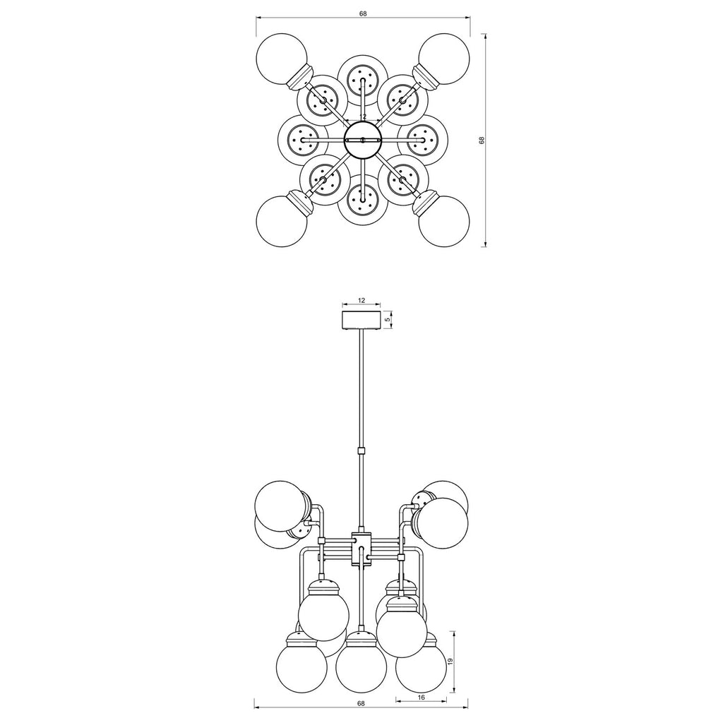ceiling lamp Hydro opal glass dia 160 mm 12xE27