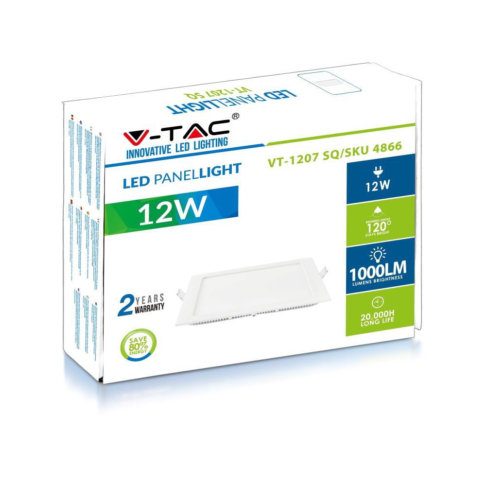 12W Panel LED / Barwa:6400K / Kwadratowa