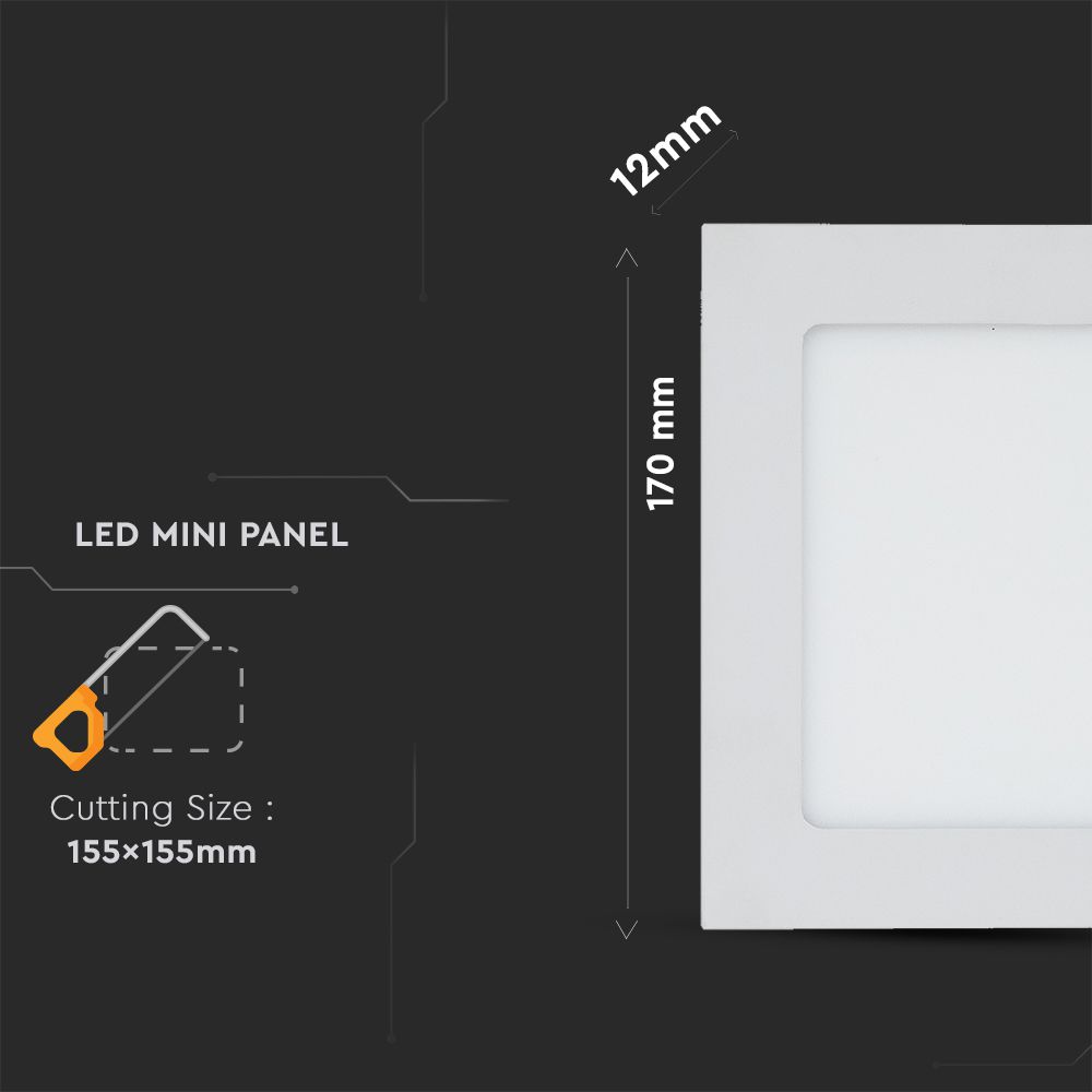 12W Panel LED / Barwa:3000K / Kwadratowa