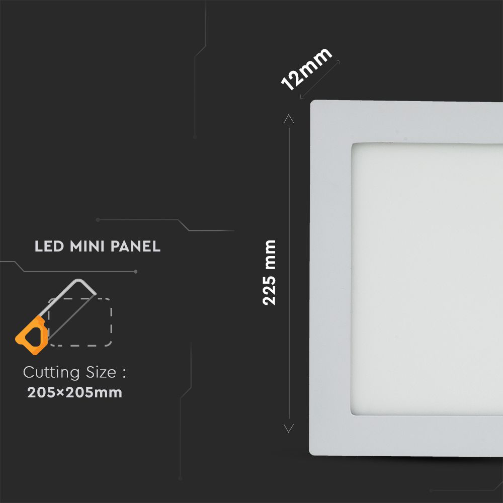 18W Panel LED / Barwa:3000K / Kwadratowa