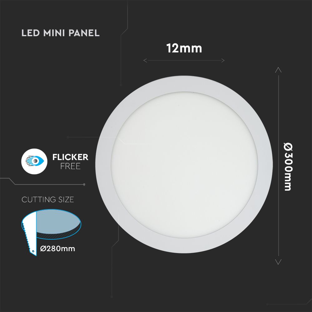 24W Panel LED / Barwa:3000K / Okrągła