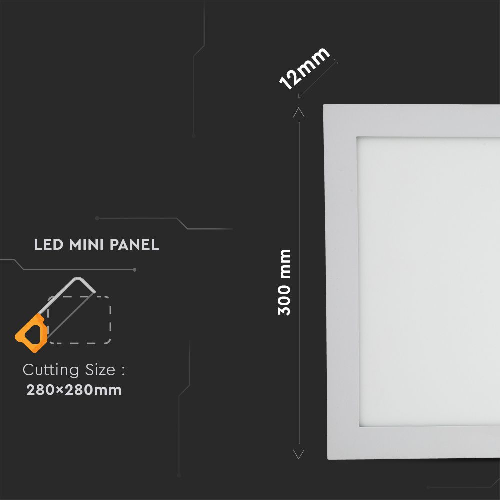 24W Panel LED / Barwa:3000K / Kwadratowa