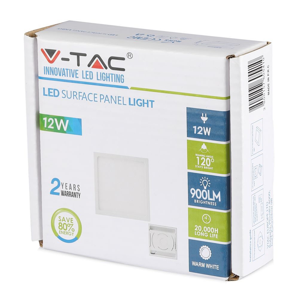 12W Panel LED / Barwa:6400K / Kwadratowa