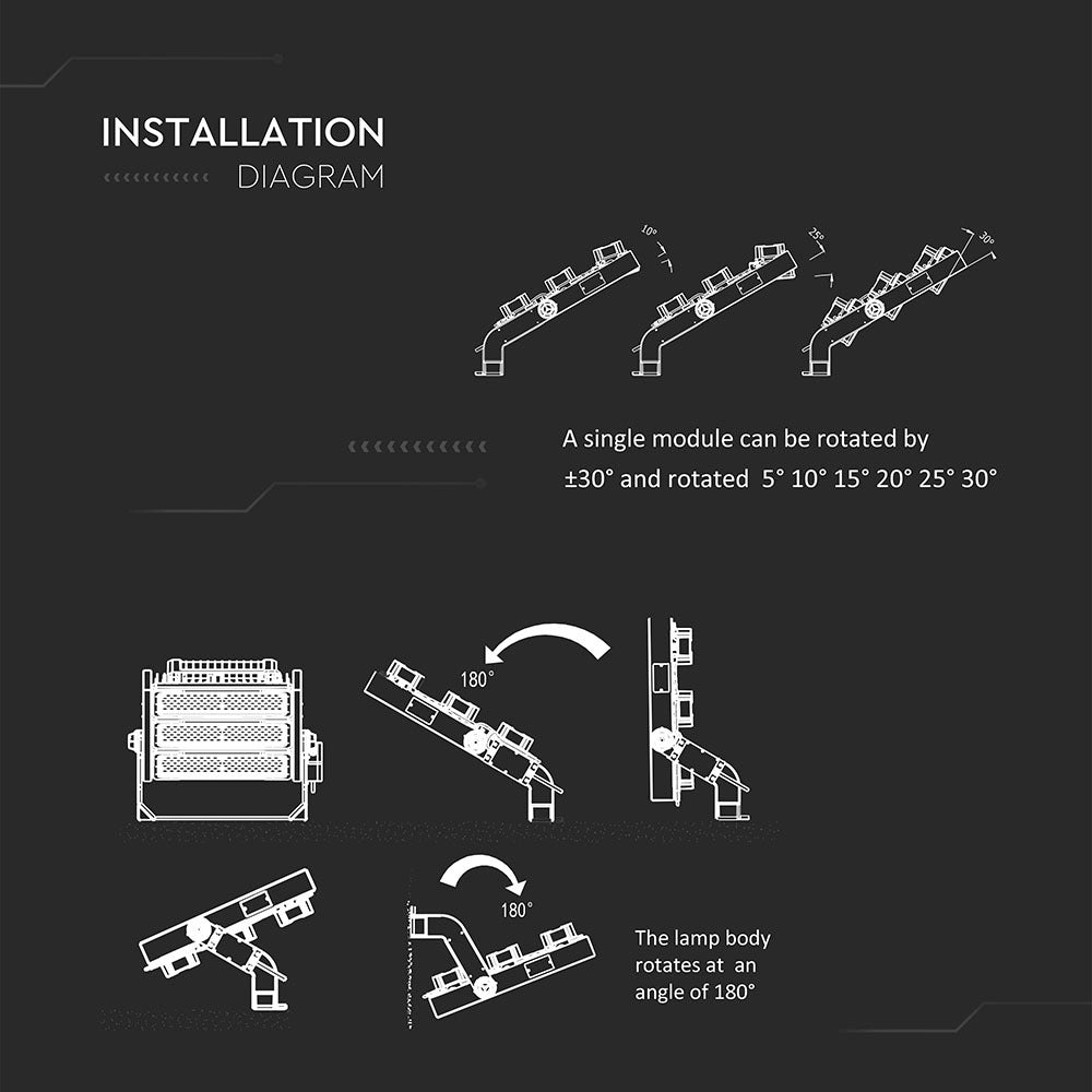 250W Oprawa stadionowa / Chip SAMSUNG / ZASILACZ MEANWELL / Barwa:6000K / ŚCIEMNIANIE 0-10V / KĄT 120'