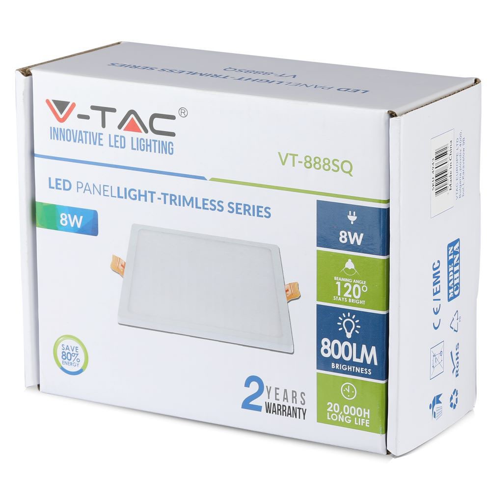 8W Panel LED / Barwa:3000K / Kwadratowa