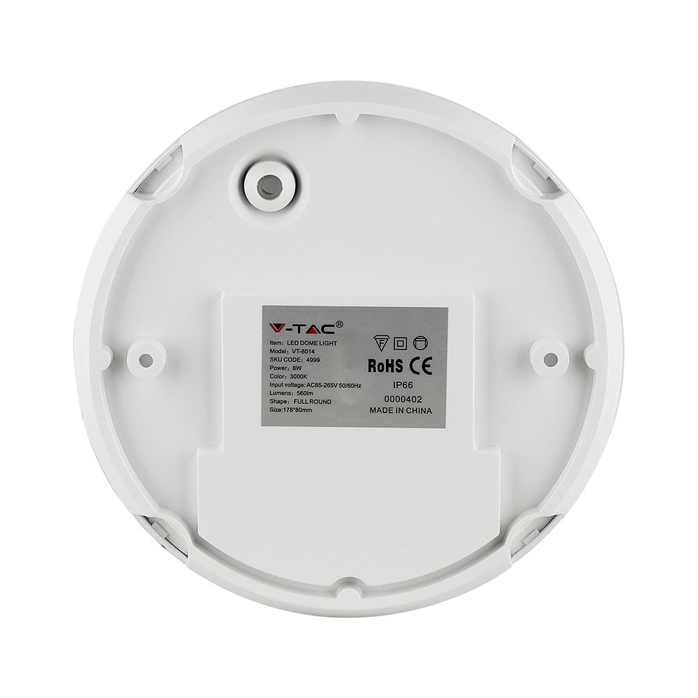 8W Plafon / Okrągła / IP54 / Barwa:6400K / Obudowa: Biała