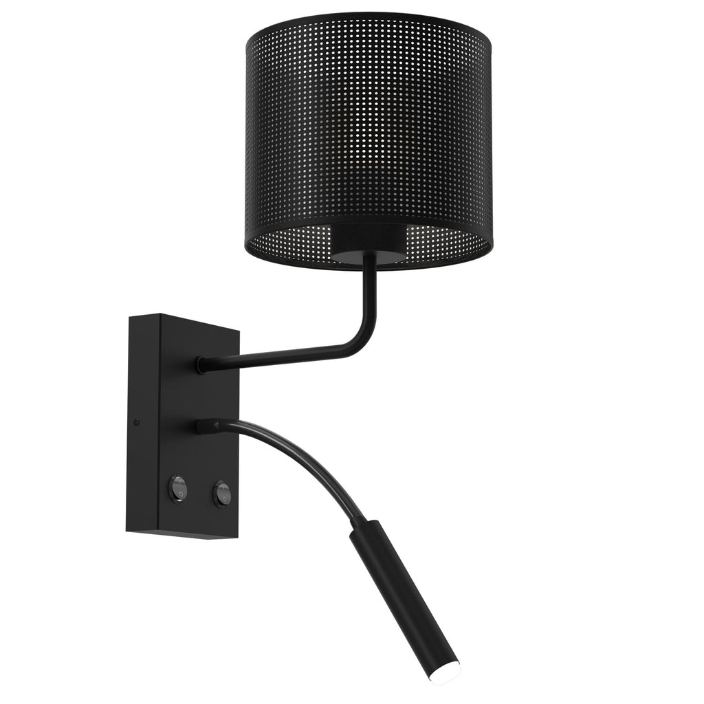kinkiet Loft shade G9+E27 black, cylinder shade dia 180, h 150 black 1xG9+1xE27