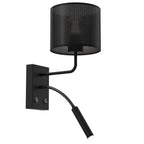 kinkiet Loft shade G9+E27 black, cylinder shade dia 180, h 150 black 1xG9+1xE27