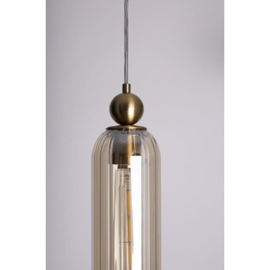Maxlight Lampa wisząca Campanila - Metal + szkło - Mosiądz + szkło bursztynowe P0510
