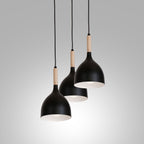 żyrandol talerz Noak black/natural wood 3xE27