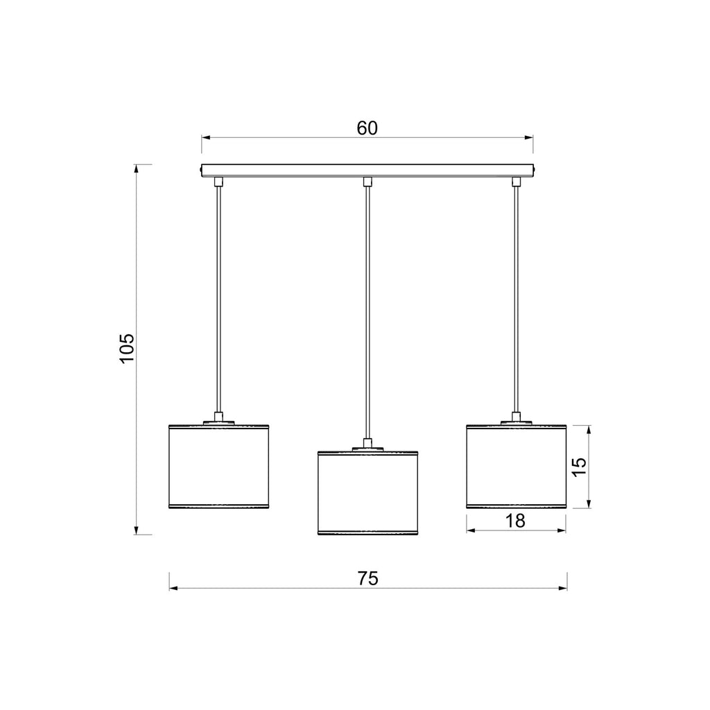 żyrandol Arden listwa, black, cylinder shade dia 180, h 150 black/gold 3xE27