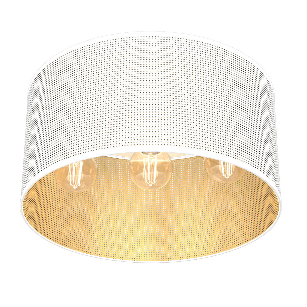 plafon Loft shade white, cylinder shade dia 400 h 200 white/gold 3xE27